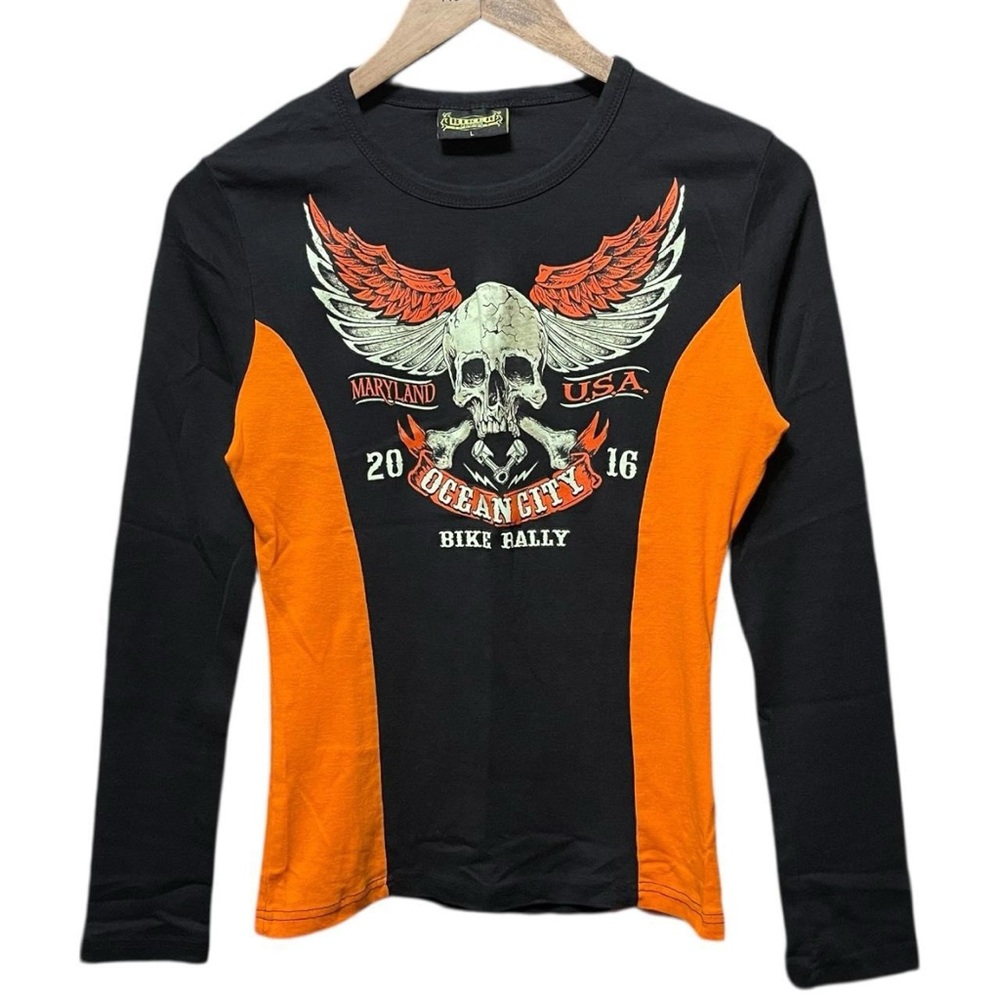 bike rally Ocean City Maryland USA long sleeve crewneck biker motorcycle shirt